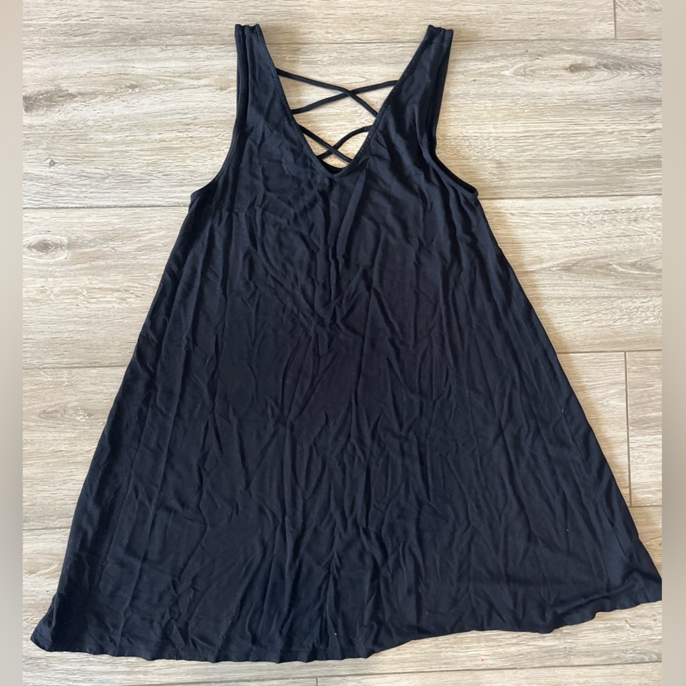 Black tank top with crossed back